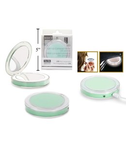 1X/3X MAGNIFYING USB RECHARGEABLE LIGHT UP MIRROR COMPACT w/DIMMER