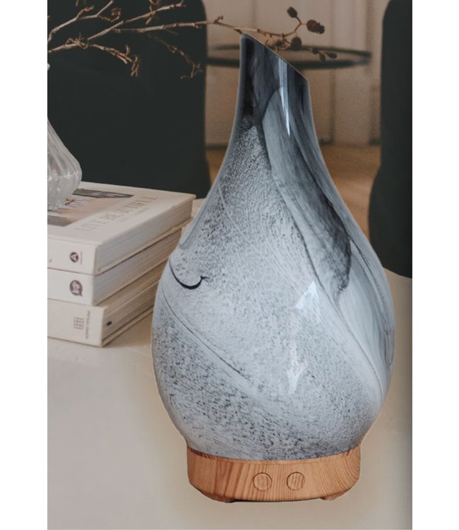 LAUREN TAYLOR ESSENTIAL OIL LED DIFFUSER BLACK AND WHITE MARBLE LOOK100ml