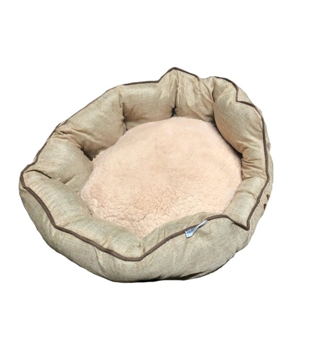 OCTAGONAL FAUX LINEN PET BED AST 27.5"