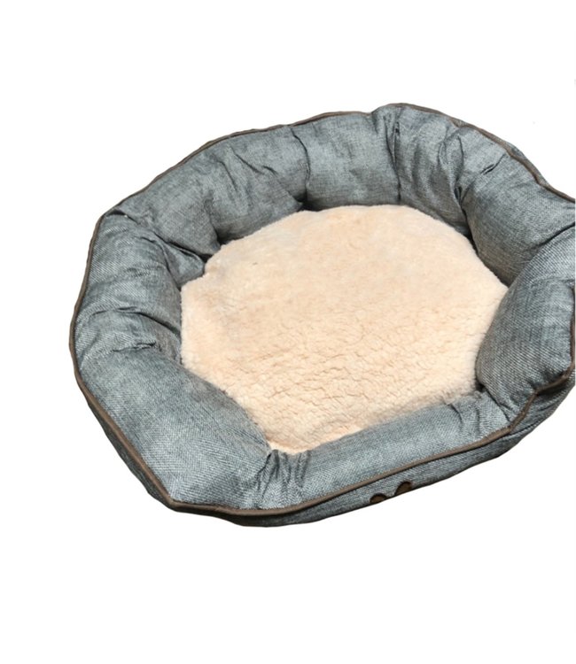 OCTAGONAL FAUX LINEN PET BED AST 27.5"