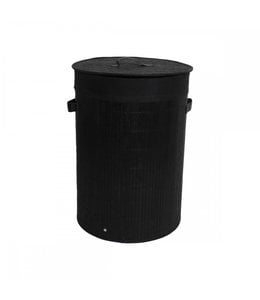 LAUREN TAYLOR BAMBOO LAUNDRY HAMPER BLACK 20X14"