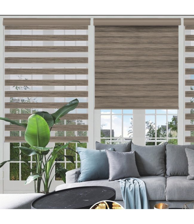MAISON CONDELLE CORDLESS WOOD-LOOK DAY AND NIGHT ROLLER BLINDS
