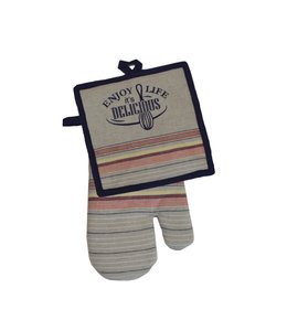*2pk OVEN MITT & POT HOLDER SET enjoy life 7X12/8X8"