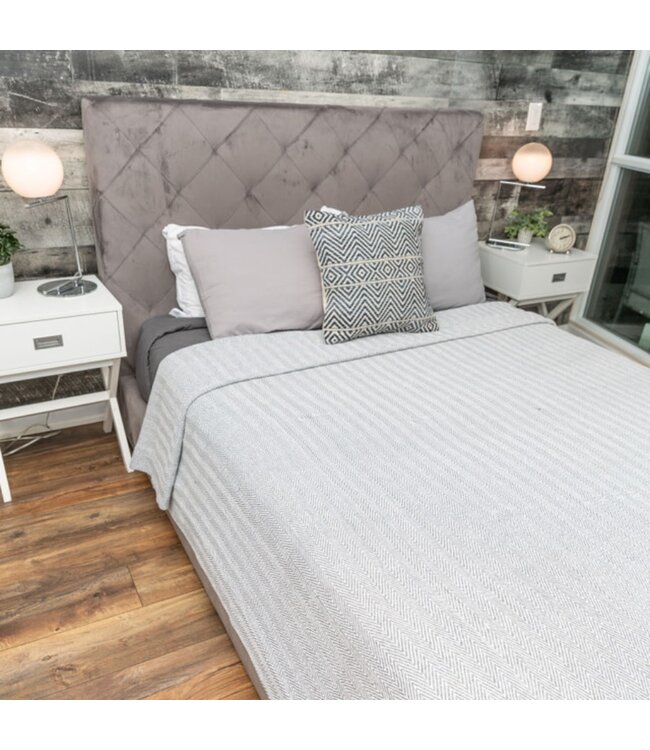 100% COTTON HERRINGBONE STRIPE BLANKET