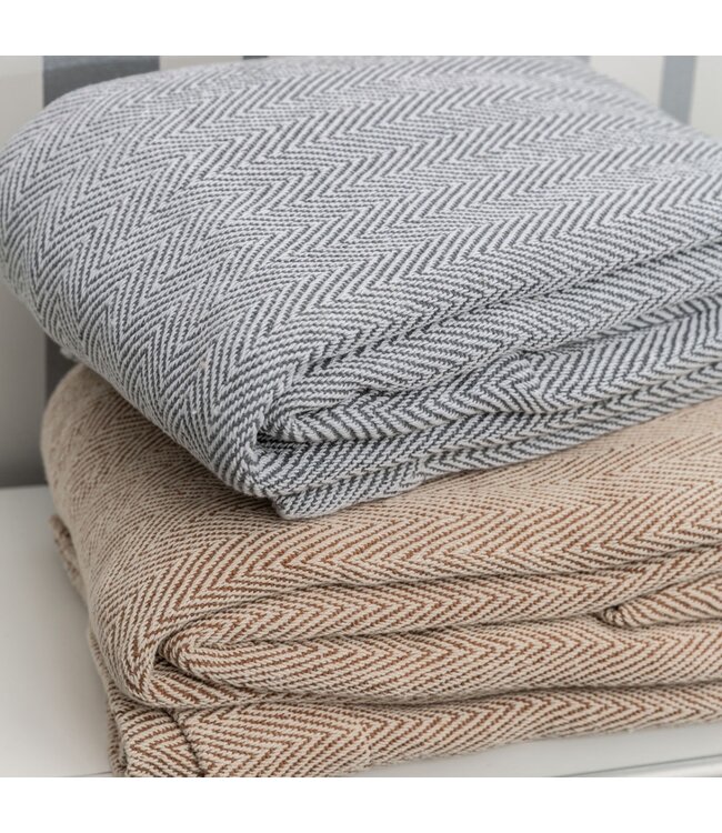 100% COTTON HERRINGBONE STRIPE BLANKET