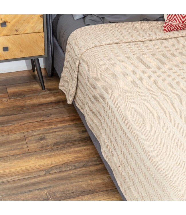 100% COTTON HERRINGBONE STRIPE BLANKET