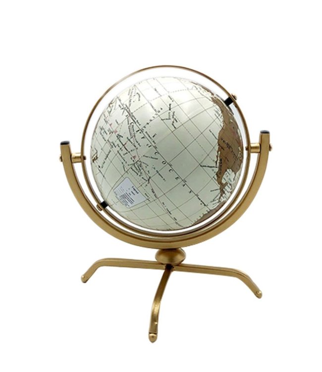 LAUREN TAYLOR TABLE TOP WORLD GLOBE CREAM/GOLD 9X6X10"