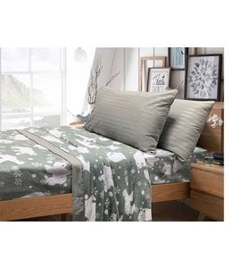 RUSTIC CABIN WINTER WONDERLAND MICROFLEECE SHEET SET