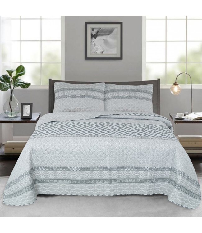 LAUREN TAYLOR SEVILLE QUILT SET GREY