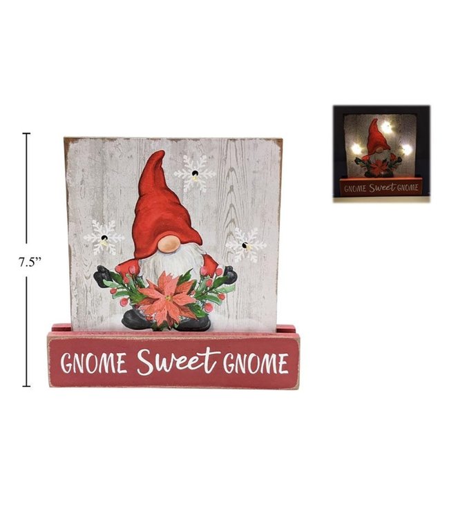 LIGHT-UP GNOME SWEET GNOME TABLE TOP DECOR