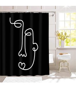 FACES SHOWER CURTAIN WHITE OR BLACK