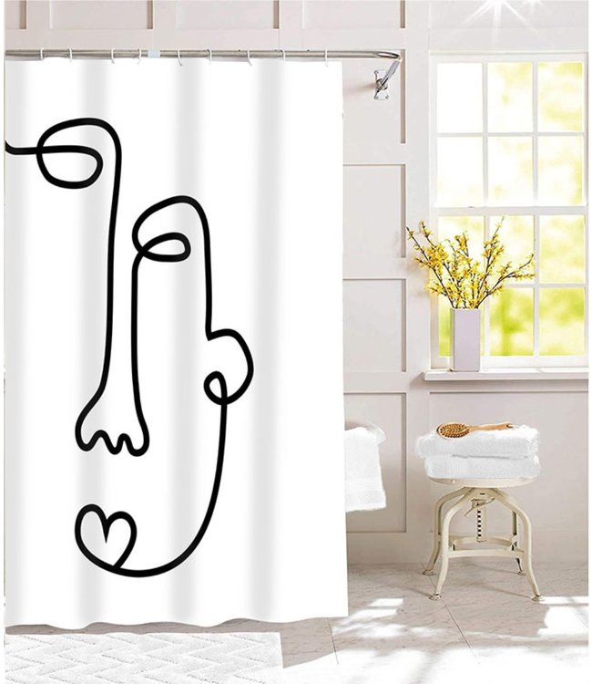 LE SPA FACES SHOWER CURTAIN WHITE OR BLACK