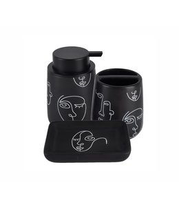 FACES 3pc CERAMIC BATH ACCESSORY SET WHITE OR BLACK