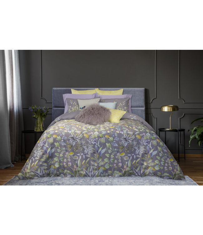 VALBY 3pc COTTON SATEEN 330tc DUVET COVER SET GREY/MULTI