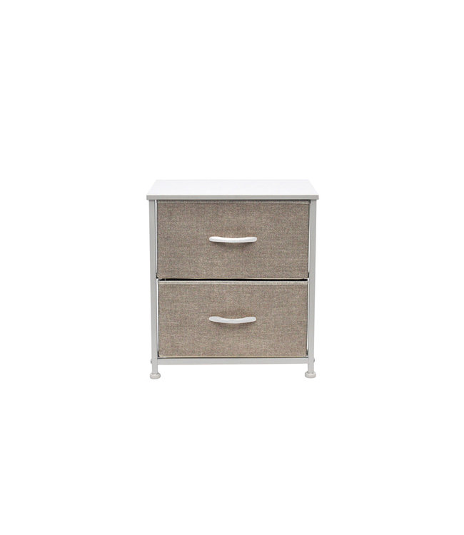 2 DRAWER SIDE TABLE GREY/WHITE Oxford Mills Home Fashion Factory