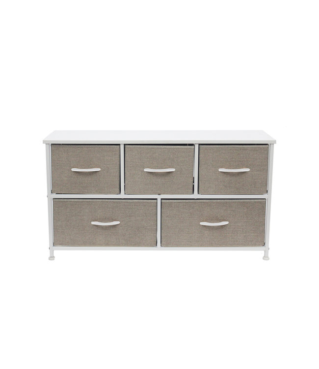 5 DRAWER FABRIC CABINET TAUPE/WHITE