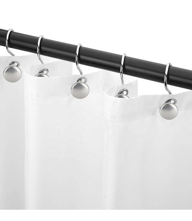 METAL ROUND SHOWER CURTAIN HOOKS SILVER