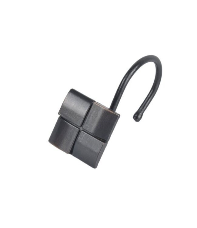 METAL SQUARE SHOWER CURTAIN HOOKS BLACK