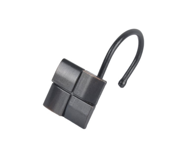 METAL SQUARE SHOWER CURTAIN HOOKS BLACK Oxford Mills Home Fashion