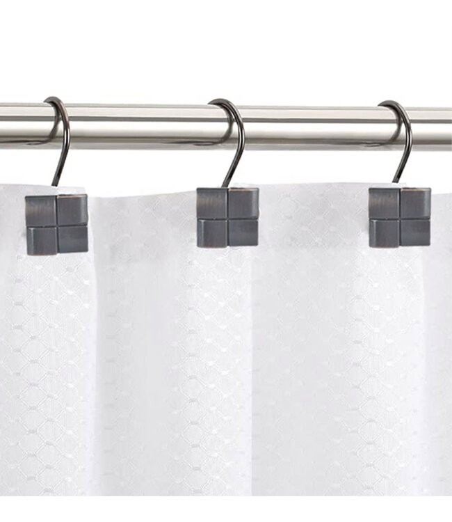 METAL SQUARE SHOWER CURTAIN HOOKS BLACK