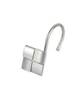 METAL SQUARE SHOWER CURTAIN HOOKS SILVER