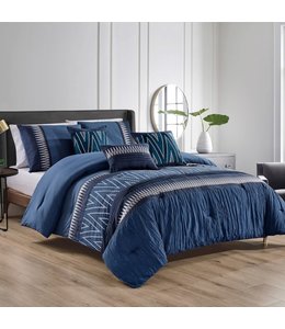 LEOPOLD 6pc EMBROIDERED COMFORTER SET BLUE (MP2)