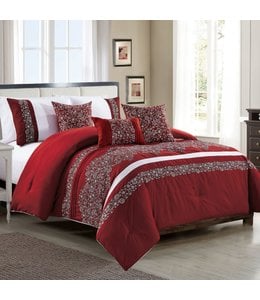 VIVIENNE 6pc EMBROIDERED COMFORTER SET RED (MP2)
