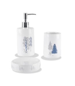 WOODLAND CERAMIC 3pc BATHROOM ACCESSORY SET TEAL