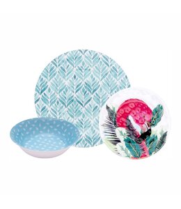 12PC MELAMINE DINNERWARE SET FLAMINGO