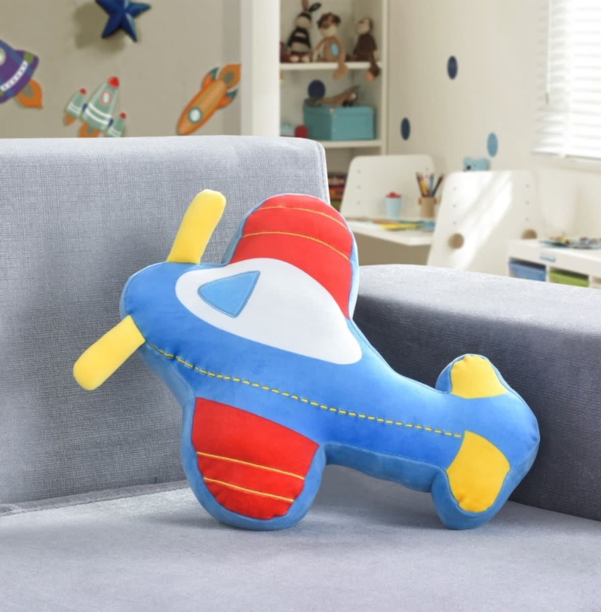 KIDS PLUSH NOVELTY CUSHION AIRPLANE Oxford Mills Home Fashion Factory