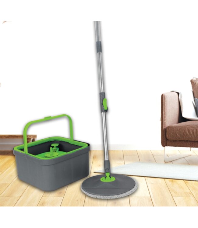 STUDIO 707 MOP AND BUCKET SET GREEN/GREY 11.8X11.8X6"