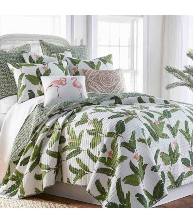 LAUREN TAYLOR LEILANI QUILT SET GREEN