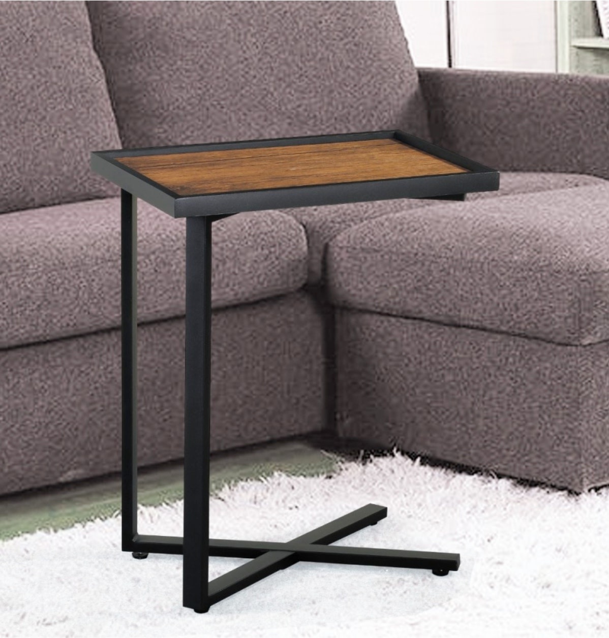 RECTANGULAR ACCENT TRAY TABLE BROWN/BLACK 22" Oxford Mills Home