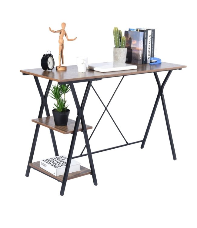 ATELIER DU NORD MADDIE COMPUTER/OFFICE DESK w/METAL FRAME DARK BROWN