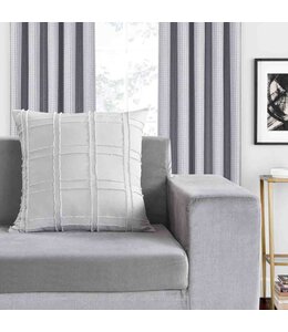 LAUREN TAYLOR WILLOW FLOCKED GRID CUSHION SILVER 20X20"