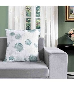 LAUREN TAYLOR ABIGAIL FAUX LINEN CUSHION GREEN FLORAL 20X20"