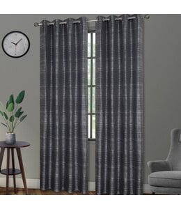 LAUREN TAYLOR RACHAEL 2PK JACQUARD GROMMET WINDOW PANEL (MP6) 52X84 BLACK