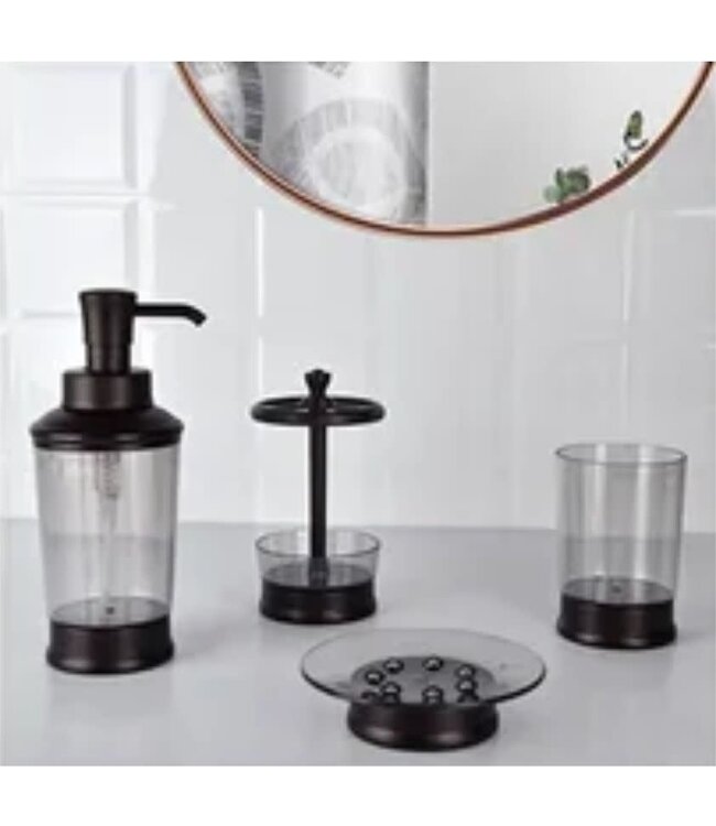 LAUREN TAYLOR 4pc PLASTIC BATH ACCESSORY SET AST