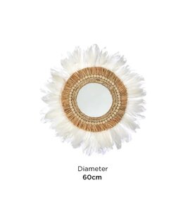 FEATHER MIRROR WHITE 60cm