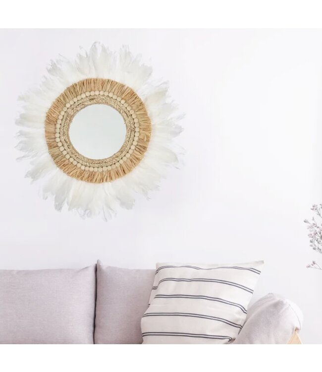 FEATHER MIRROR WHITE 60cm