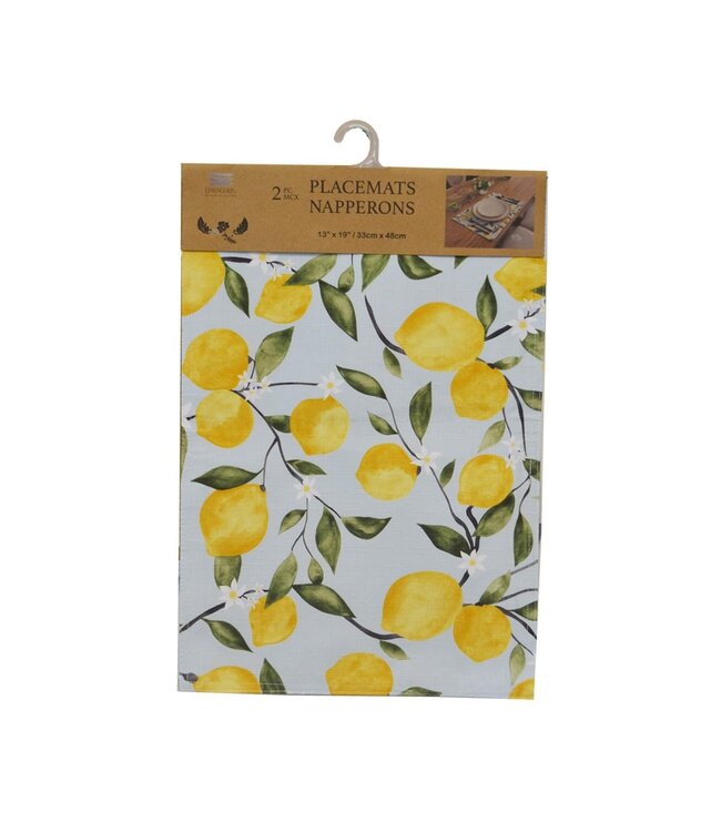 2pk LEMON PRINTED PLACEMAT 13X19" MULTI (MP24)