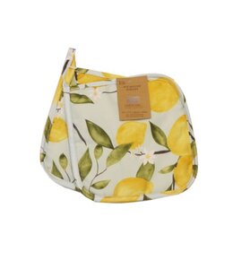 *PAIR OF LEMON PRINTED POT HOLDERS 9.5X7.5" MULTI