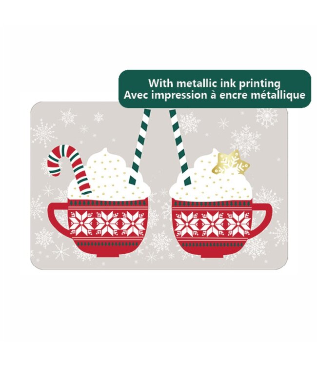 CHRISTMAS PRINTED POLYPROPLENE PLACEMATS w/FOIL DETAILS HOT COCOA