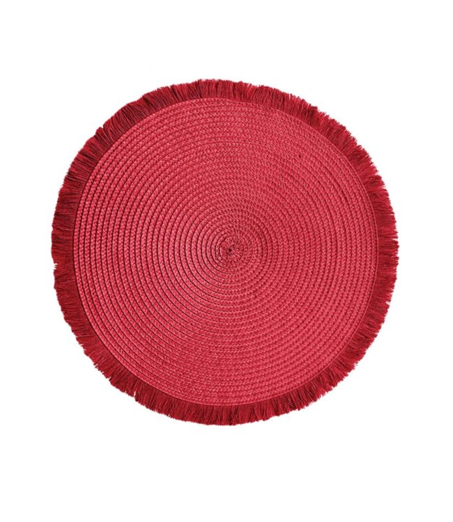 WOVEN ROUND CHARGER PLACEMAT w/FRINGES 15"