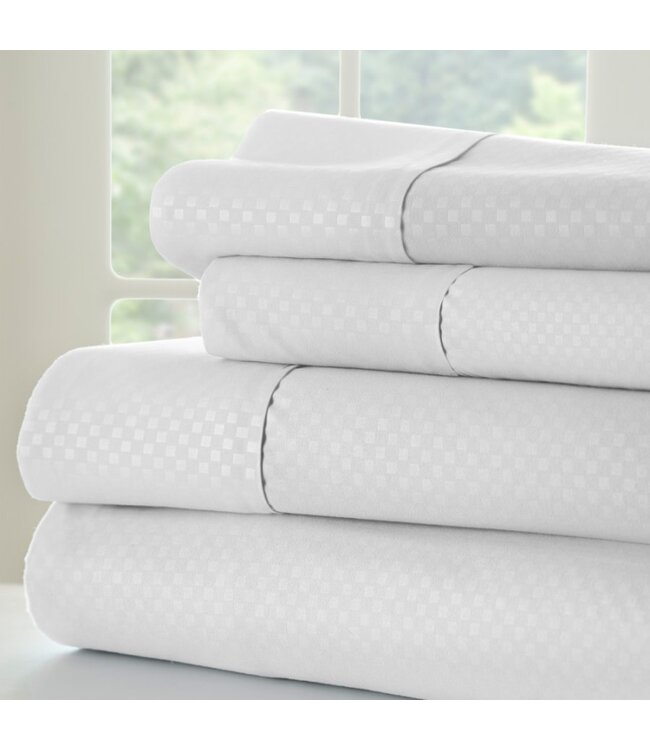 LAUREN TAYLOR BACK TO BASICS DOBBY MICROFIBER SHEET SET (MP8)