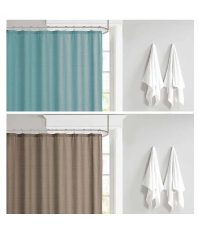 LAUREN TAYLOR SOLID JACQUARD WATERPROOF FABRIC SHOWER CURTAIN LINER AST 70X72"