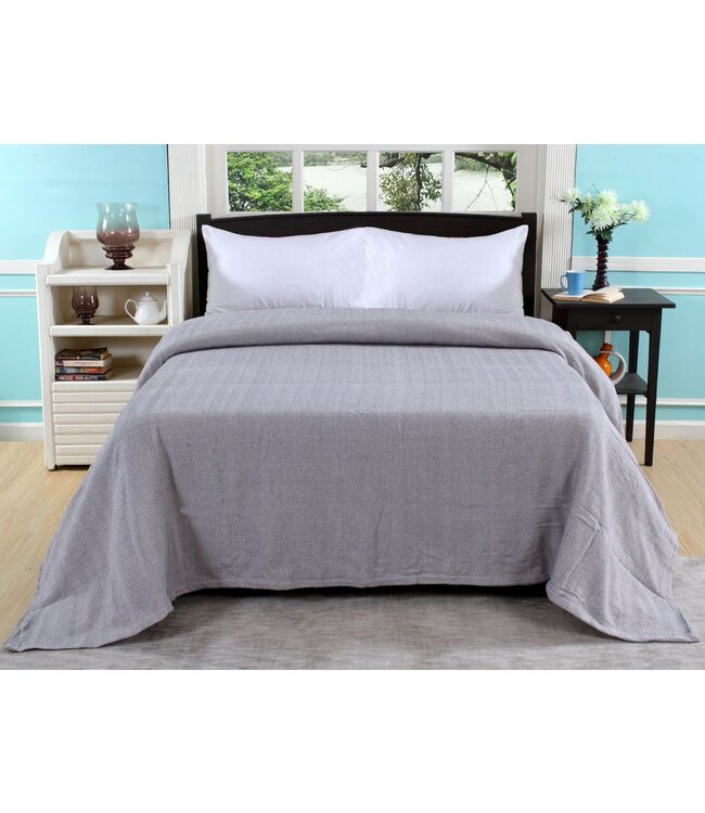 100% COTTON HERRINGBONE STRIPE BLANKET