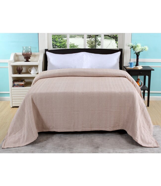 100% COTTON HERRINGBONE STRIPE BLANKET