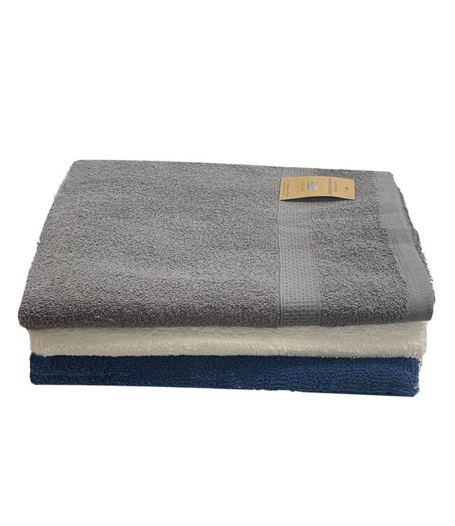 WHITE or GREY or NAVY SOLID TOWELS AST