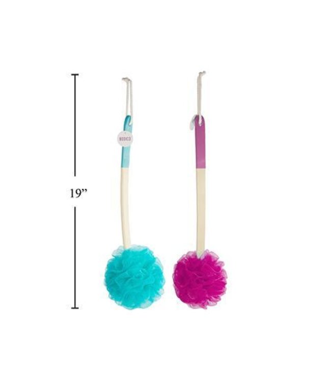 BATH SPONGE w/WOODEN HANDLE AST